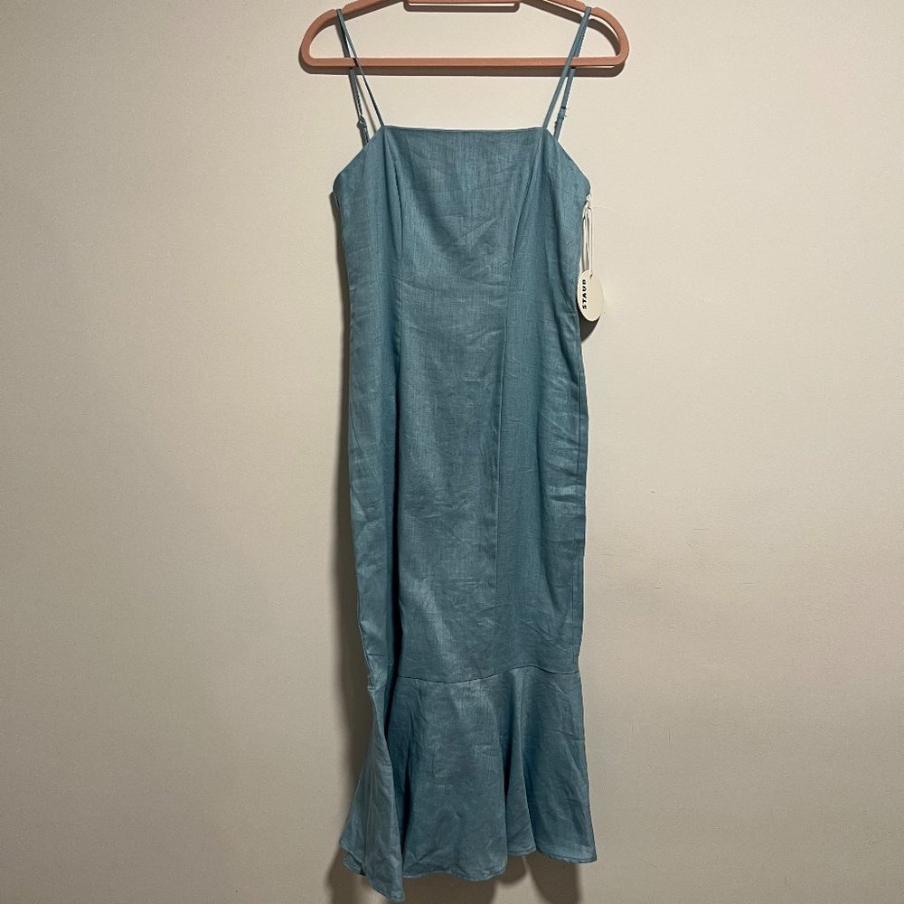 NWT Staud Lychee Linen Dress in Drew Blue - Size 4